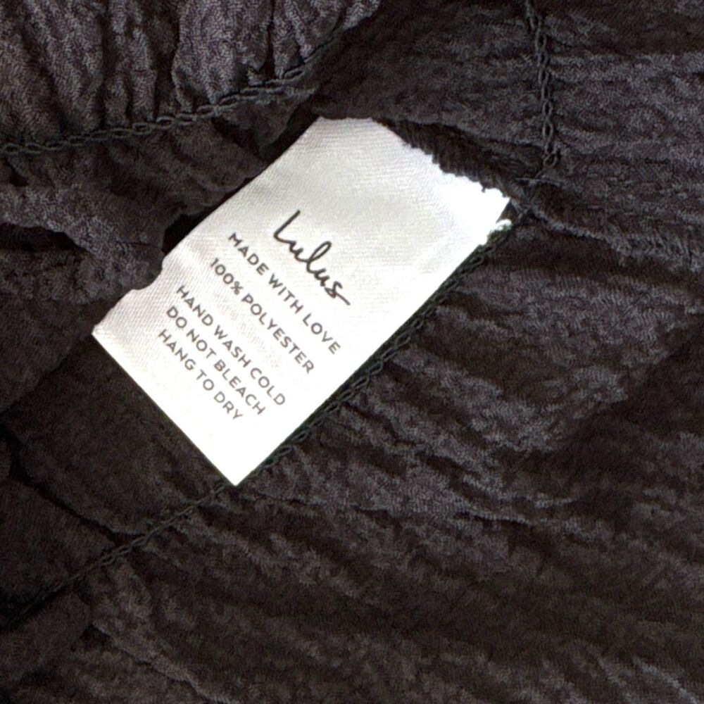 LULU'S String Bow Tie Puff Sleeve V Neck Lightweight‎ Crinkled Crepe Sz S Top - Picture 6 of 6